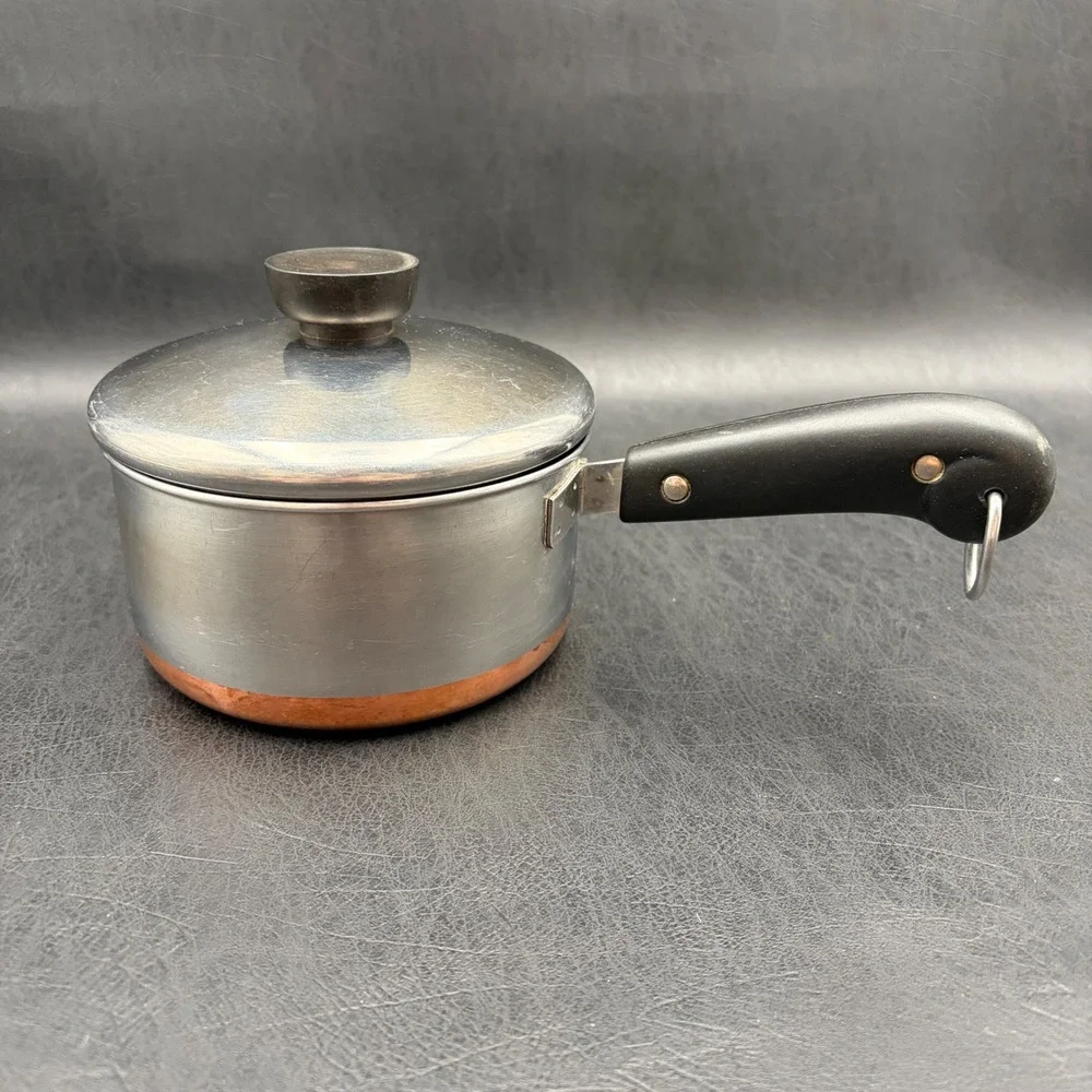Vintage Revere Ware 1 Qt Saucepan Copper Clad Stainless Steel Lid Clinton IL